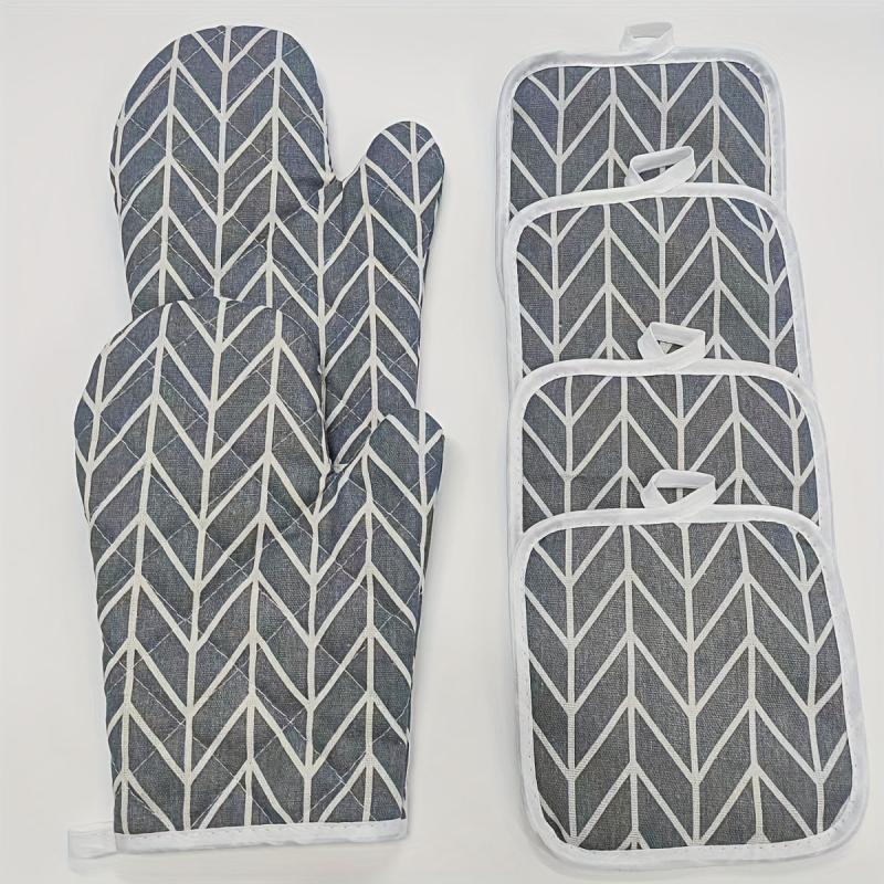 6pcs Cotton Kitchen Gloves Set Heat Insulation Mat Oven Mitts And Pot Holder