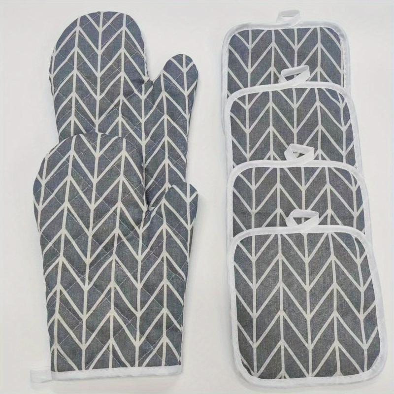 6pcs Cotton Kitchen Gloves Set Heat Insulation Mat Oven Mitts And Pot Holder