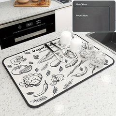 Rubber Dish Drying Mat Absorbent Drainer Mat Kitchen Supplies