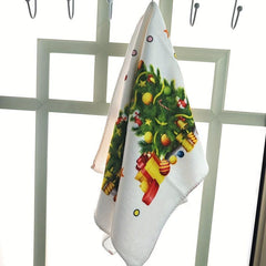 2pcs Christmas Tree Hand Towels Dish Cloths Antibacterial Washable