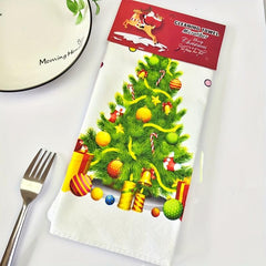 2pcs Christmas Tree Hand Towels Dish Cloths Antibacterial Washable