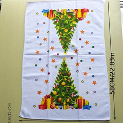 2pcs Christmas Tree Hand Towels Dish Cloths Antibacterial Washable