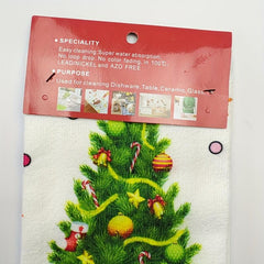 2pcs Christmas Tree Hand Towels Dish Cloths Antibacterial Washable