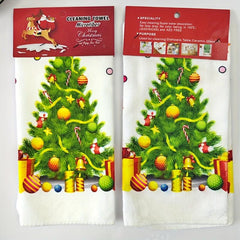 2pcs Christmas Tree Hand Towels Dish Cloths Antibacterial Washable