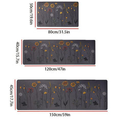Plant Print Floor Mat Soft Thickened Kitchen Mat Non-slip Waterproof Runner Rug