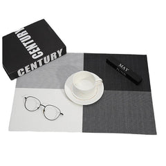 4pcs PVC Placemats Washable Table Mats Heat Insulation Braided Vinyl Kitchen Dec