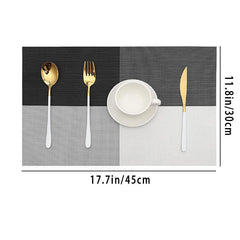 4pcs PVC Placemats Washable Table Mats Heat Insulation Braided Vinyl Kitchen Dec