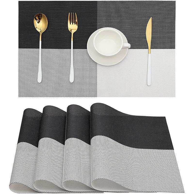 4pcs PVC Placemats Washable Table Mats Heat Insulation Braided Vinyl Kitchen Dec