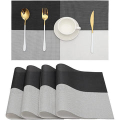 4pcs PVC Placemats Washable Table Mats Heat Insulation Braided Vinyl Kitchen Dec
