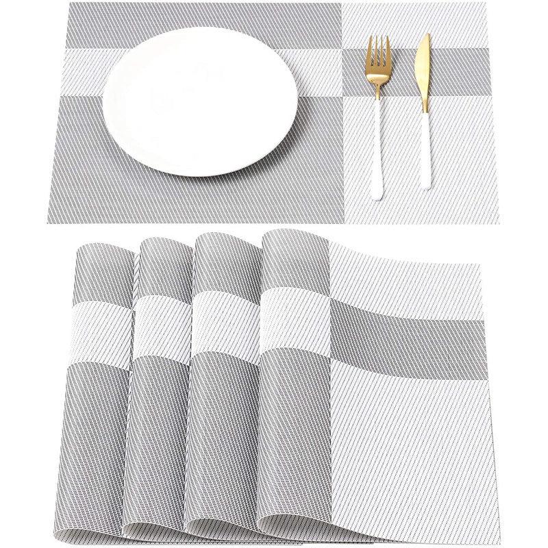 4pcs PVC Placemats Washable Table Mats Heat Insulation Braided Vinyl Kitchen Dec