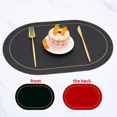 Set of 4 Oval PVC Leather Placemats Waterproof Heat Resistant