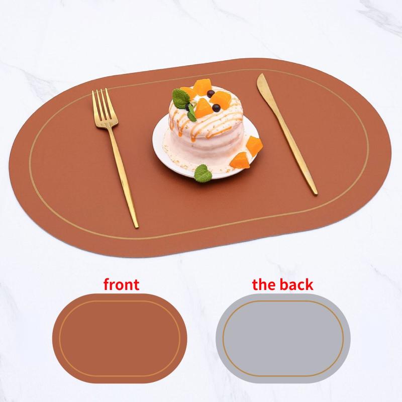 Set of 4 Oval PVC Leather Placemats Waterproof Heat Resistant