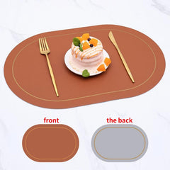Set of 4 Oval PVC Leather Placemats Waterproof Heat Resistant