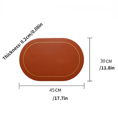 Set of 4 Oval PVC Leather Placemats Waterproof Heat Resistant