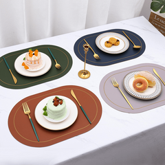 Set of 4 Oval PVC Leather Placemats Waterproof Heat Resistant