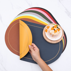 Set of 4 Oval PVC Leather Placemats Waterproof Heat Resistant