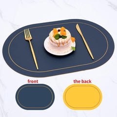 Set of 4 Oval PVC Leather Placemats Waterproof Heat Resistant