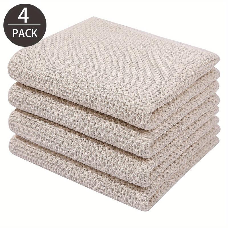 4pcs Square Cotton Dish Towels Waffle Woven Kitchen Cloth Soft Absorbent