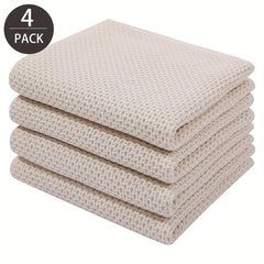 4pcs Square Cotton Dish Towels Waffle Woven Kitchen Cloth Soft Absorbent