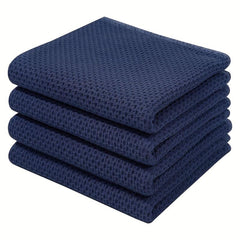 4pcs Square Cotton Dish Towels Waffle Woven Kitchen Cloth Soft Absorbent