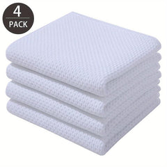 4pcs Square Cotton Dish Towels Waffle Woven Kitchen Cloth Soft Absorbent