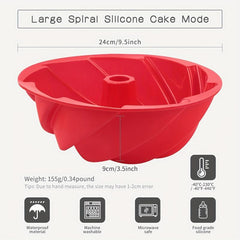 24 Silicone Fluted Cake Pan Nonstick Spiral Jelly Bread Birthday Party Mold