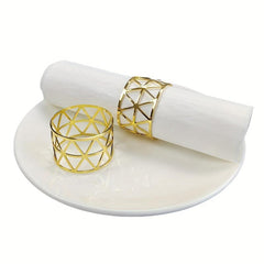 6Pcs Napkin Ring Hollow Napkin Buckle Holder Golden Silvery