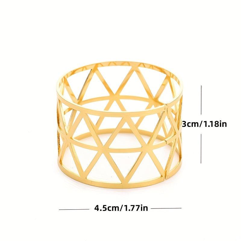6Pcs Napkin Ring Hollow Napkin Buckle Holder Golden Silvery