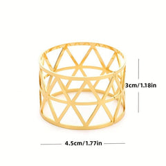 6Pcs Napkin Ring Hollow Napkin Buckle Holder Golden Silvery