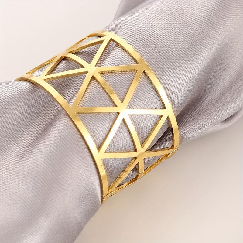 6Pcs Napkin Ring Hollow Napkin Buckle Holder Golden Silvery