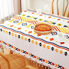 Boho Rainbow Geometric Tablecloth - Cotton