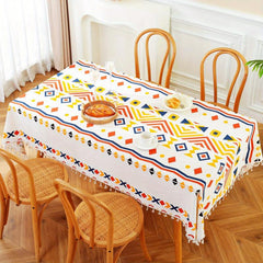Boho Rainbow Geometric Tablecloth - Cotton