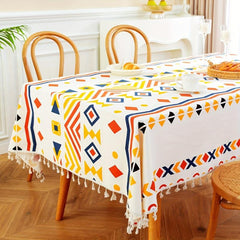 Boho Rainbow Geometric Tablecloth - Cotton