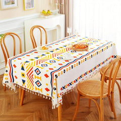 Boho Rainbow Geometric Tablecloth - Cotton