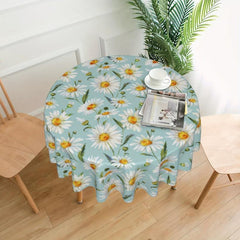 Floral Round Tablecloth Colorful Flowers Circular Table Cover Waterproof