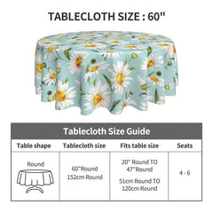 Floral Round Tablecloth Colorful Flowers Circular Table Cover Waterproof