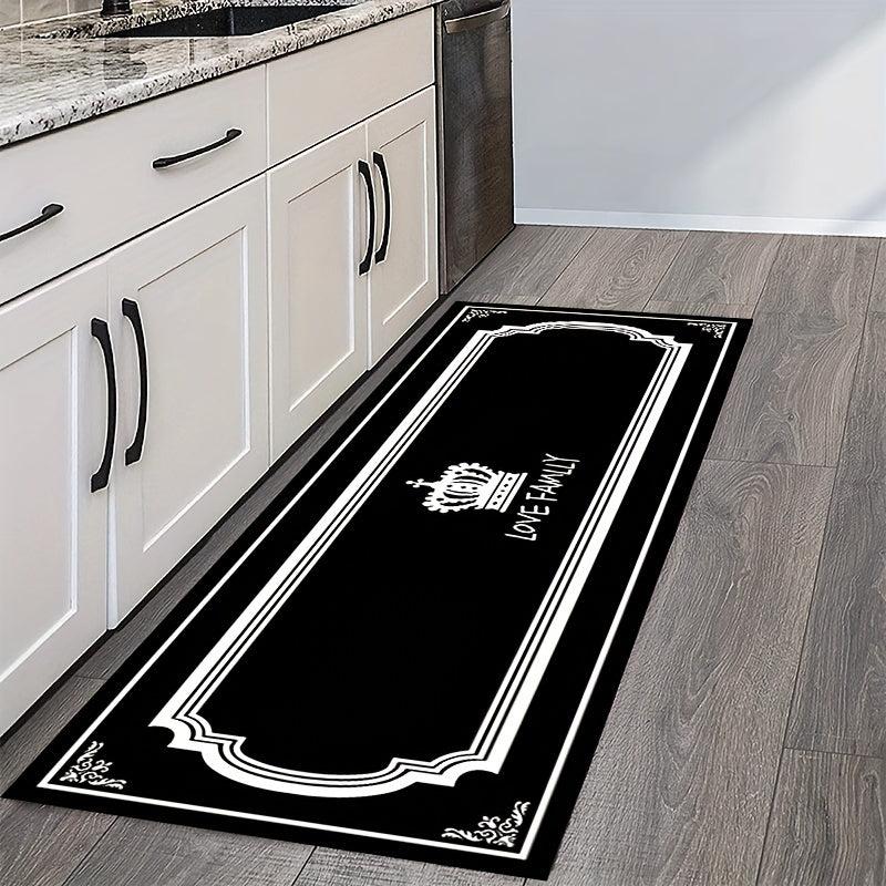 Fabric Felt Crown Pattern Kitchen Rug Absorbent Non-slip Floor Runner