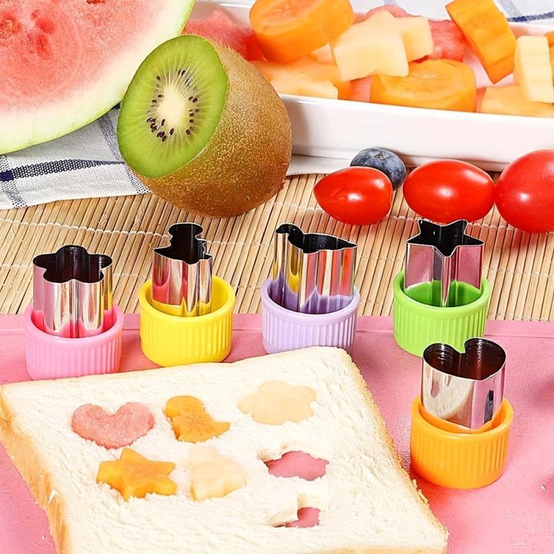 27pcs Fruit Shape Cutters Vegetable Cutter Set Food Picks Forks D