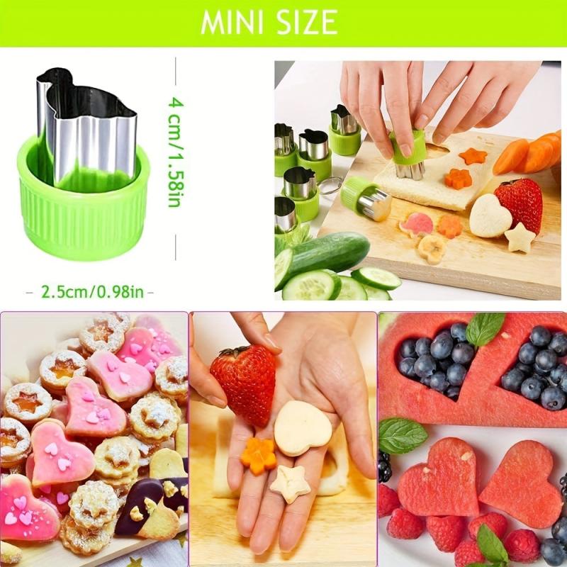 27pcs Fruit Shape Cutters Vegetable Cutter Set Food Picks Forks D