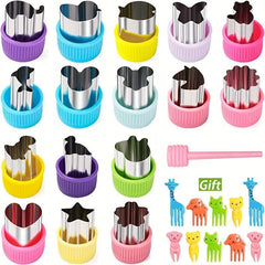 27pcs Fruit Shape Cutters Vegetable Cutter Set Food Picks Forks D