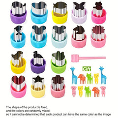 27pcs Fruit Shape Cutters Vegetable Cutter Set Food Picks Forks D