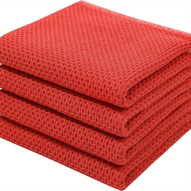 4pcs Waffle Weave Dish Cloths Absorbent Towels Scouring Pad