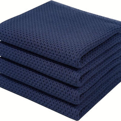 4pcs Waffle Weave Dish Cloths Absorbent Towels Scouring Pad