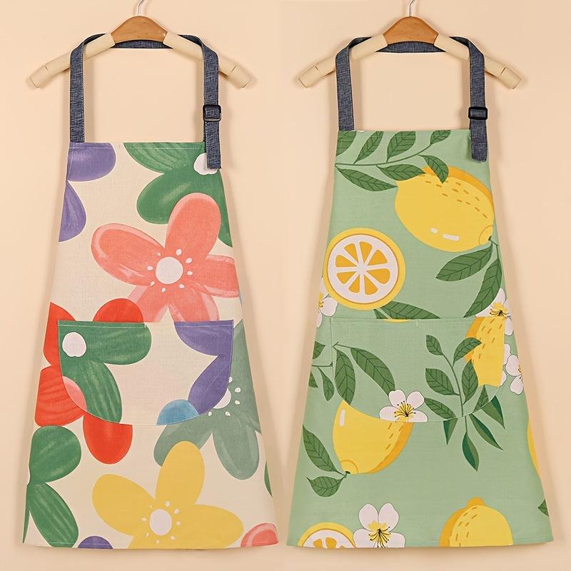 Floral Cooking Apron with Pocket Waterproof for Baking Chef Kitchen