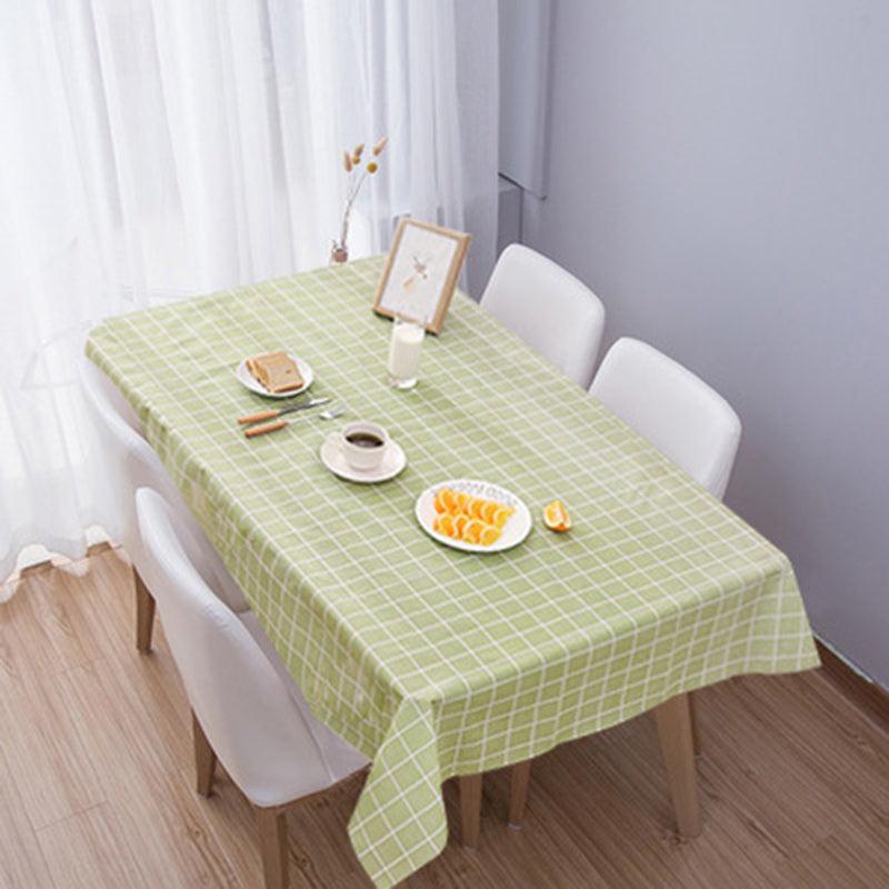 Green Grid Plastic Waterproof Tablecloth for Picnic or Holiday Party
