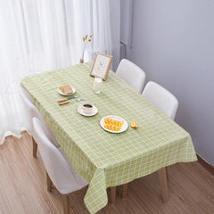 Green Grid Plastic Waterproof Tablecloth for Picnic or Holiday Party
