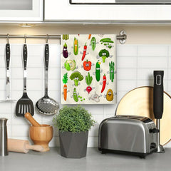 2pcs Vegetable Pattern Hand Towels Set Soft Absorbent Tea Towels
