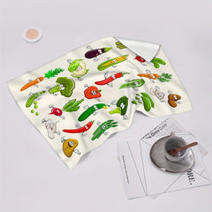 2pcs Vegetable Pattern Hand Towels Set Soft Absorbent Tea Towels