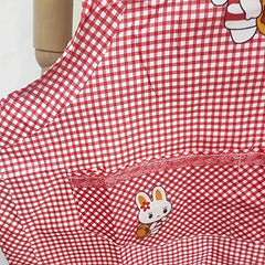 Cartoon Rabbit Plaid Apron Waterproof for Home Cooking Waist Overalls