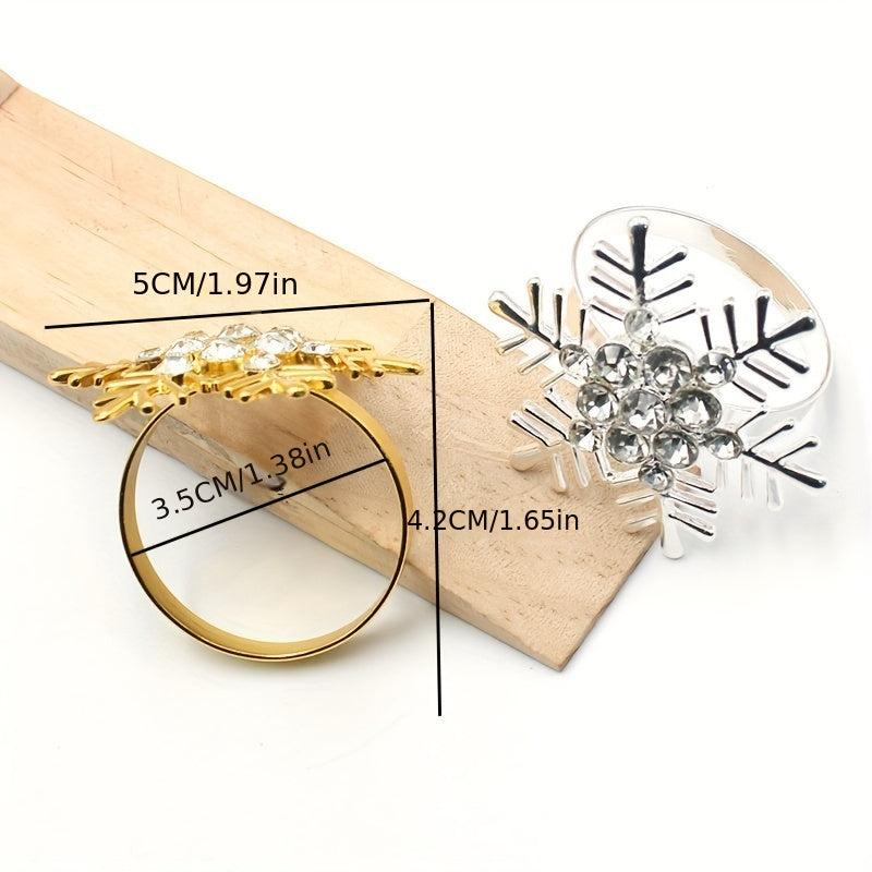 6pcs Snowflakes Napkin Rings Cast Iron Polished Metal Christmas Decor